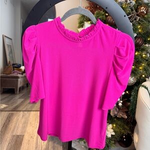 CeCe Fuchsia Ruffle Sleeve Blouse
